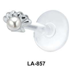 Shell Shape with White Pearl Silver Labrets LA-857